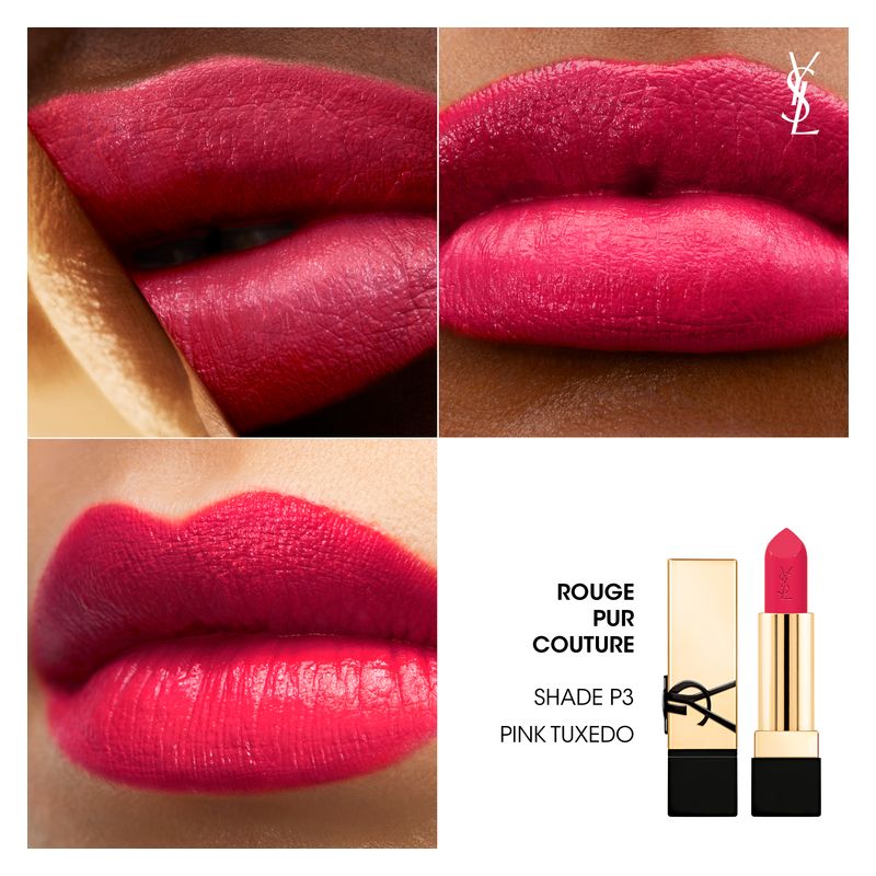 Yves Saint Laurent Rouge Pur Couture, Rossetto Satinato, P3 Pink Tuxedo, 3.8 g, Labbra idratate e levigate, Alta pigmentazione e lunga tenuta