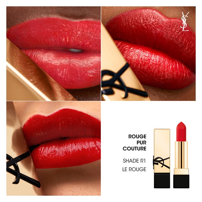 Yves Saint Laurent Rouge Pur Couture, Rossetto Satinato Donna, R1 Le Rouge, 3.8 g, Finish Luminoso e Idratante a Lunga Tenuta, Make-up Labbra Yves Saint Laurent Rouge Pur Couture, Rossetto Satinato Donna, R1 Le Rouge, 3.8 g, Finish Luminoso e Idratante a Lunga Tenuta, Make-up Labbra