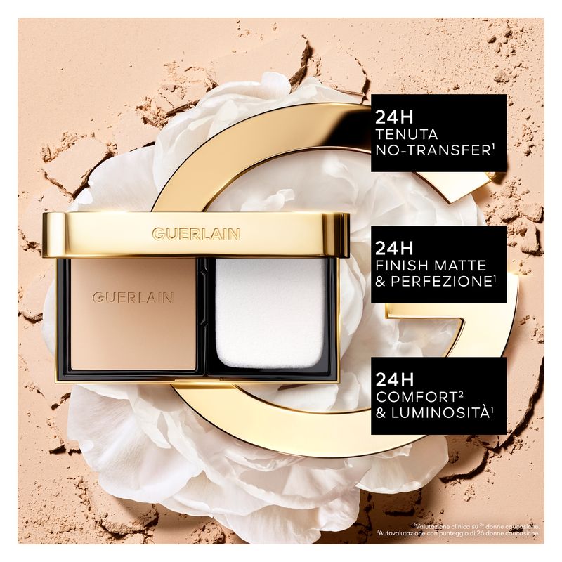 Guerlain Parure Gold Skin Control, Fondotinta Compatto Donna 1N Neutro, 8.7 g, Alta Perfezione, Finish Matte Luminoso, Lunga Tenuta 24H con Oro 24K