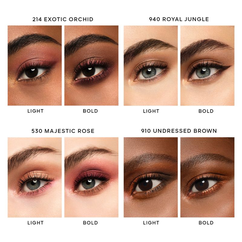 Guerlain Ombres G Ombretti 4 Colori, 910 Undressed Brown, Palette Occhi Multi-Finish, Lunga Tenuta, Colore Intenso, Satinato, Matte e Metallizzato