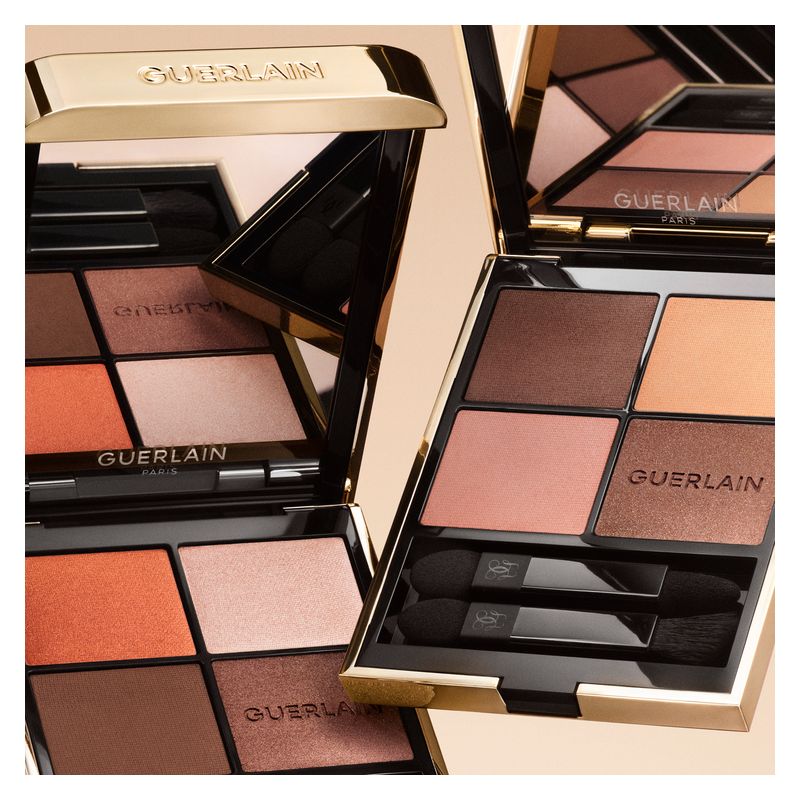 Guerlain Ombres G Ombretti 4 Colori, 910 Undressed Brown, Palette Occhi Multi-Finish, Lunga Tenuta, Colore Intenso, Satinato, Matte e Metallizzato
