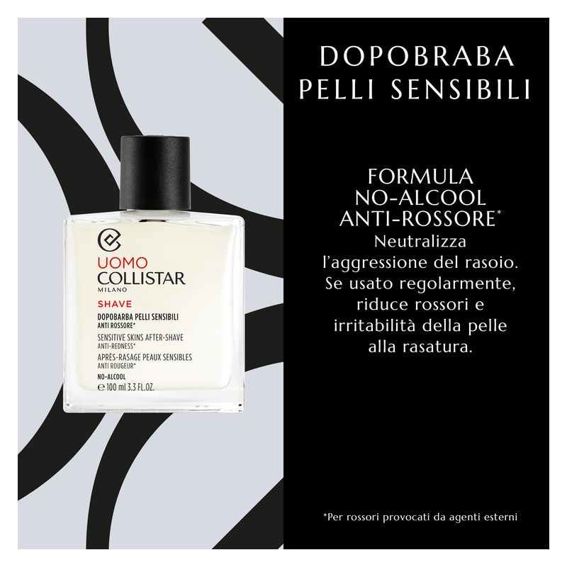 Collistar Uomo Dopobarba Pelli Sensibili, Anti-Rossore Senza Alcool, 100 ml, Trattamento Idratante e Lenitivo post rasatura, Balsamo delicato