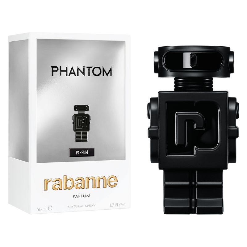 Rabanne Phantom Parfum, Profumo Uomo, 50 ml Spray, Intensa fragranza maschile, ambrata, aromatica e legnosa