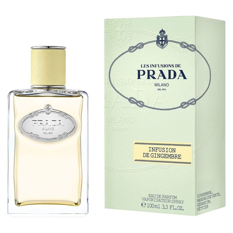 Prada Infusion de Gingembre, Eau de Parfum Unisex, 100 ml Spray, Profumo legnoso agrumato con note di Zenzero, Mandarino Verde e Vetiver Prada Infusion de Gingembre, Eau de Parfum Unisex, 100 ml Spray, Profumo legnoso agrumato con note di Zenzero, Mandarino Verde e Vetiver