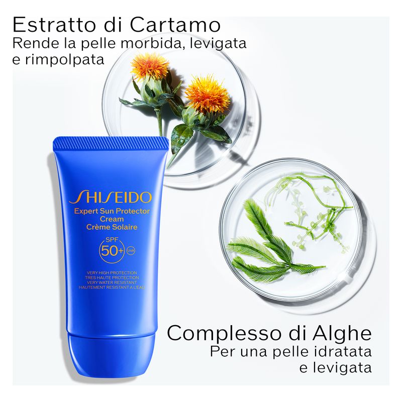 Shiseido Expert Sun Protector Cream, Crema Solare Viso SPF 50+, 50 ml, Protezione Molto Alta, Resistente all'acqua, Tecnologia SynchroShieldRepair