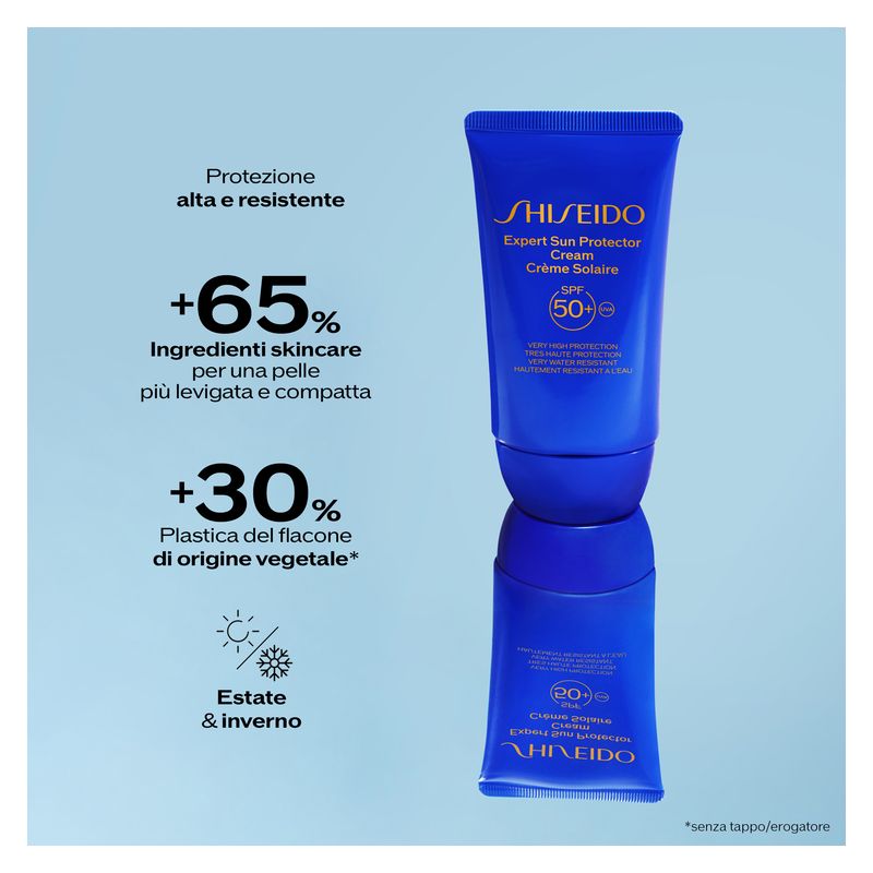 Shiseido Expert Sun Protector Cream, Crema Solare Viso SPF 50+, 50 ml, Protezione Molto Alta, Resistente all'acqua, Tecnologia SynchroShieldRepair