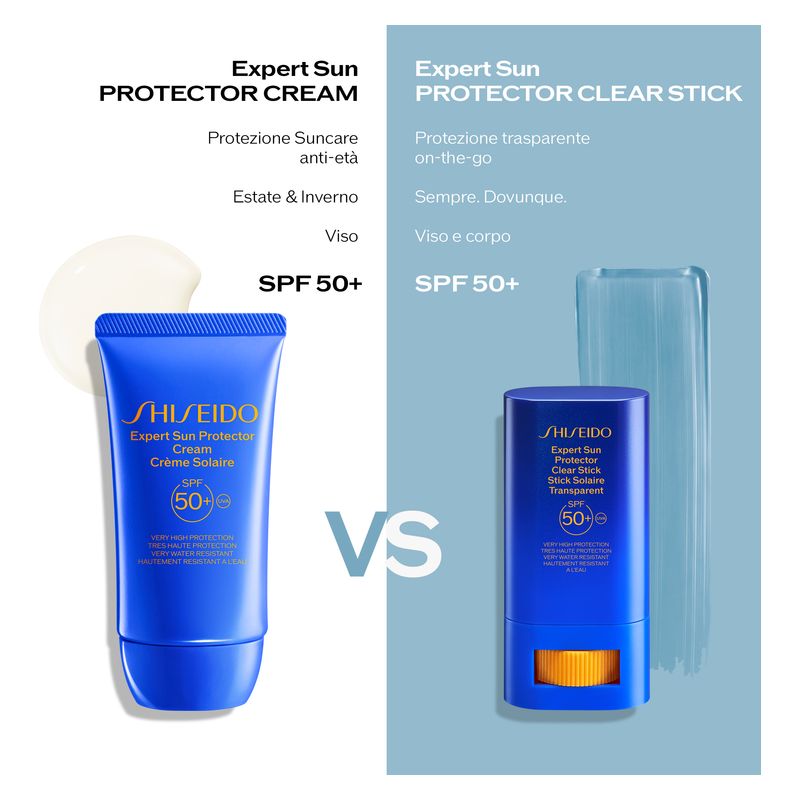 Shiseido Expert Sun Protector Cream, Crema Solare Viso SPF 50+, 50 ml, Protezione Molto Alta, Resistente all'acqua, Tecnologia SynchroShieldRepair