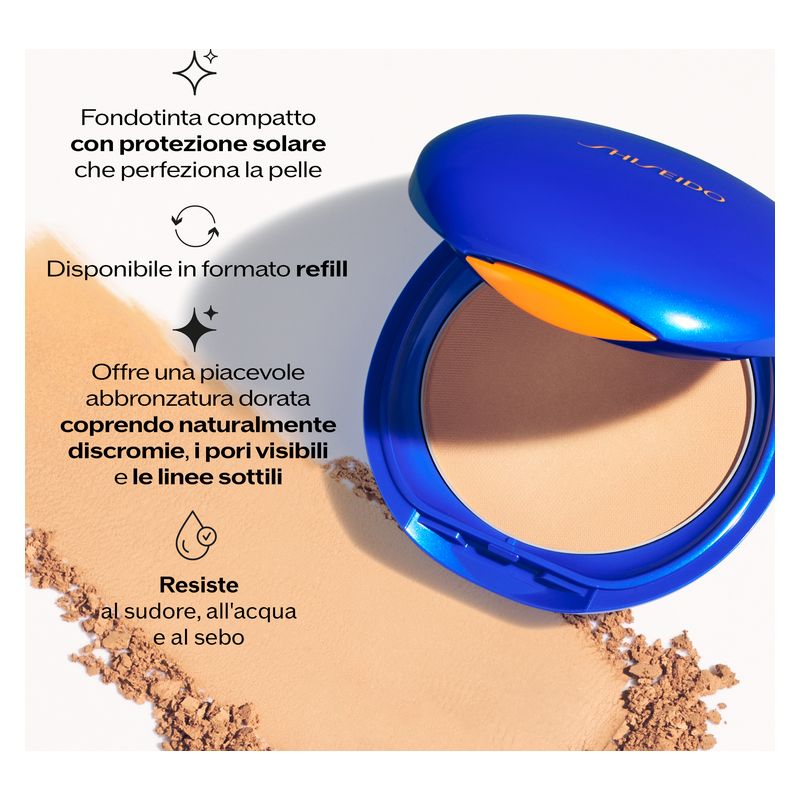 Shiseido UV Protective Compact Foundation SPF 30, Fondotinta Compatto in Polvere, Donna, 12 g, Medium Ocre, Protezione Solare e Lunga Tenuta