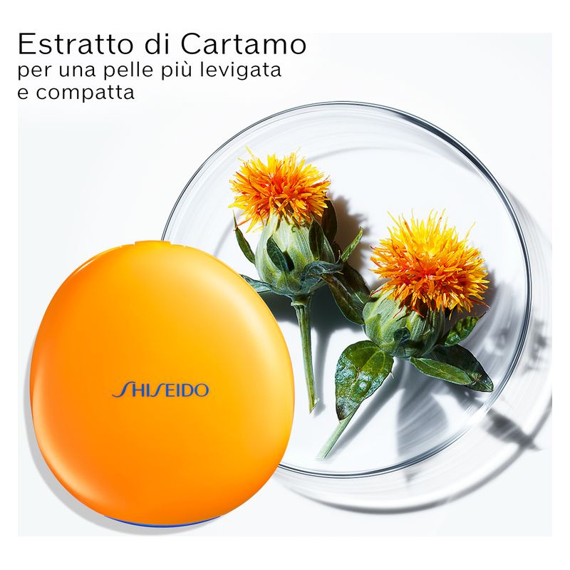 Shiseido Sun Tanning Compact Foundation SPF 10, Fondotinta Compatto Donna, 12 g, Ricarica Bronze, Effetto Pelle Baciata dal Sole, Uniformante