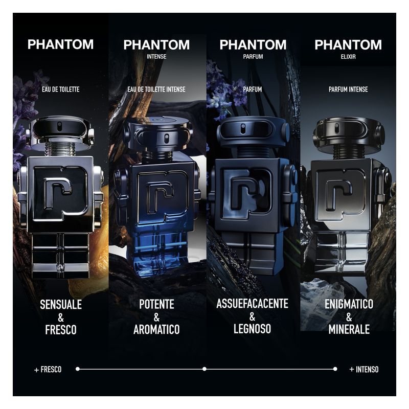 Rabanne Phantom Intense, Eau de Parfum Uomo, 50 ml Spray, Fragranza Ambrata Aromatica, Profumo Maschile di Lunga Durata