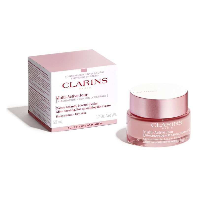 Clarins MULTI-ACTIVE JOUR CRÈME LISSANTE, BOOSTER D'ÉCLAT - Multi-Active Giorno per Pelli Secche