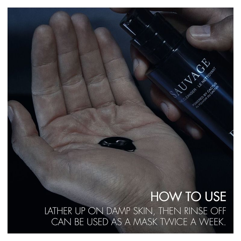 DIOR Sauvage Il Detergente, Detergente Viso Uomo, 125 ml, Purificante con Carbone Nero e Cactus, Non secca la pelle, Skincare Uomo Professionale