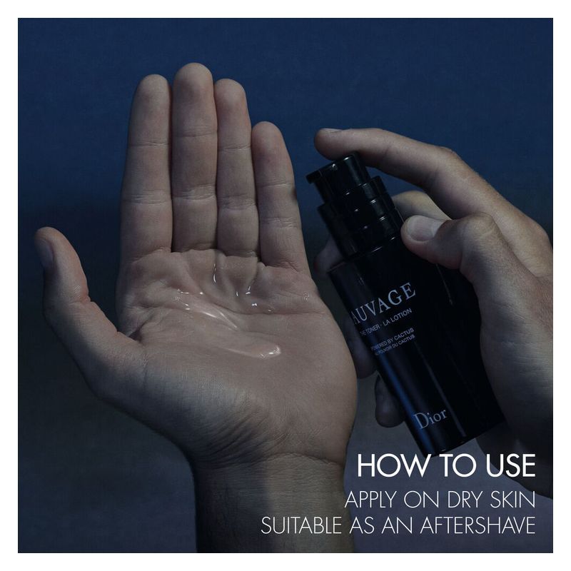 DIOR Sauvage La Lozione, Lozione Tonificante Viso Uomo, 100 ml, Energizzante e Lenitiva, Trattamento Dopobarba Idratante con Estratto di Cactus