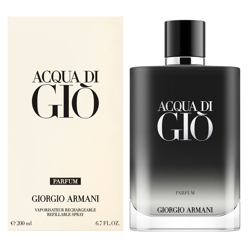 Armani Acqua Di Giò Parfum, Parfum Uomo, 200 ml, Spray Ricaricabile, Profumo Legnoso Acquatico con Note Marine e Incenso, Lunga Durata