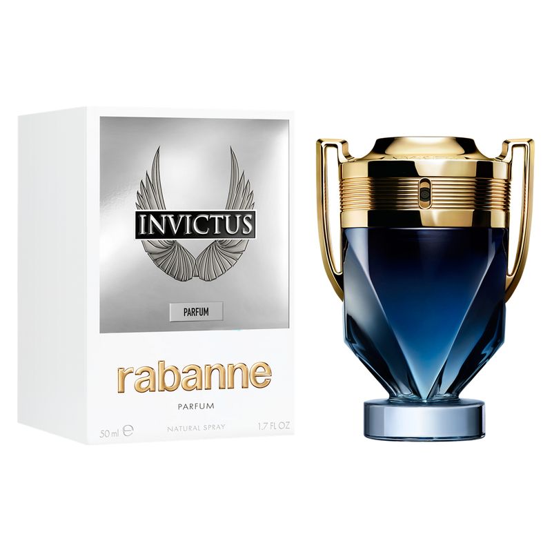 Rabanne Invictus Parfum, Parfum Uomo, 50 ml Spray, Fragranza aromatica, legnosa e acquatica, Profumo maschile per l'eroe che trasforma la vita in leggenda