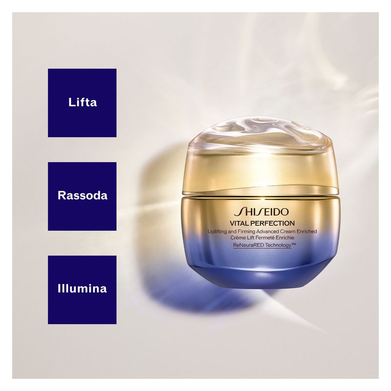 Shiseido Vital Perfection Uplifting and Firming Advanced Cream Enriched, Crema Viso Antietà Donna, 50 ml, Per Pelli Secche, Effetto Lifting e Rassodante