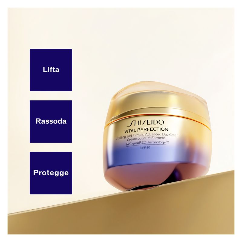 Shiseido Vital Perfection Uplifting and Firming Advanced Day Cream, Crema Giorno Antietà Donna con SPF 30, 50 ml, Effetto Lifting e Rassodante Shiseido Vital Perfection Uplifting and Firming Advanced Day Cream, Crema Giorno Antietà Donna con SPF 30, 50 ml, Effetto Lifting e Rassodante