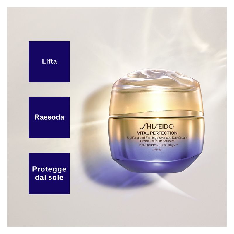 Shiseido Vital Perfection Advanced Day Cream, Ricarica Crema Giorno Anti-Età Donna, 50 ml, SPF 30, Trattamento Rassodante e Liftante per il viso