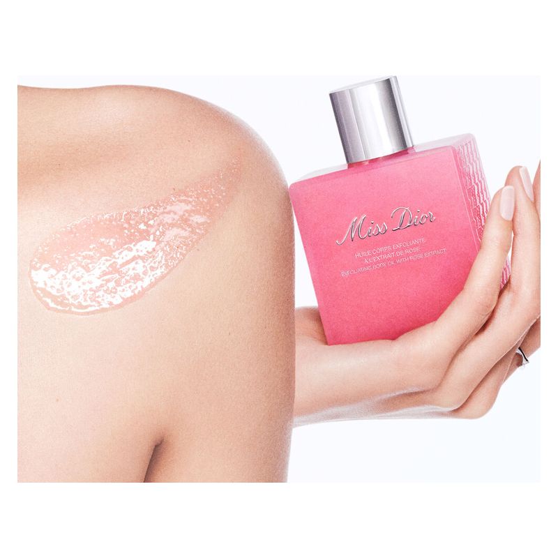 DIOR Miss Dior, Olio Corpo Esfoliante all'Estratto di Rosa, Donna, 175 ml, Levigante e Illuminante, Trattamento Corpo Profumato per Pelle Morbida