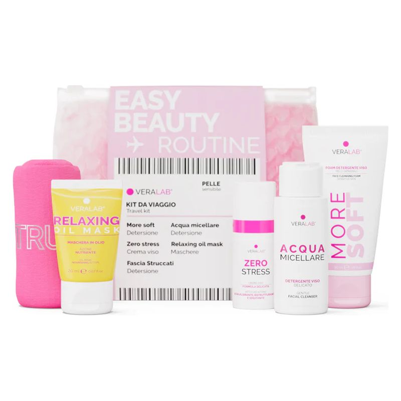 VERALAB EASY BEAUTY ROUTINE PELLE SENSIBILE - Kit travel completo per la cura del viso
