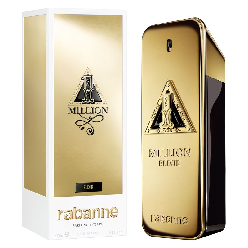 Rabanne 1 Million Elixir, Parfum Intense Uomo, 200 ml Spray, Fragranza Ambrata Legnosa con Note di Mela, Rosa Damascena, Vaniglia e Fava Tonka