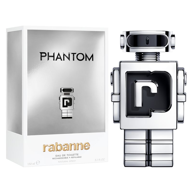 Rabanne Phantom, Eau de Toilette Uomo, 150 ml Spray, Profumo Aromatico Legnoso con Lavanda, Limone e Vaniglia, Fragranza Maschile Futuristica