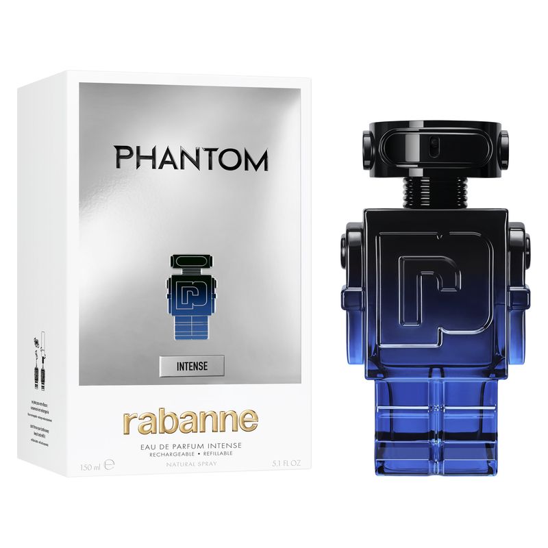 Rabanne Phantom Intense, Eau de Parfum Uomo, 150 ml Spray, Profumo maschile Ambrato Fougère con note di Lavanda, Vaniglia e Fiori d'Arancio Rabanne Phantom Intense, Eau de Parfum Uomo, 150 ml Spray, Profumo maschile Ambrato Fougère con note di Lavanda, Vaniglia e Fiori d'Arancio