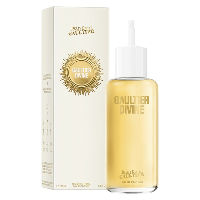 Jean Paul Gaultier Gaultier Divine, Ricarica Eau de Parfum Donna, 200 ml, Fragranza floreale gourmand, Profumo femminile ricaricabile ed ecologico