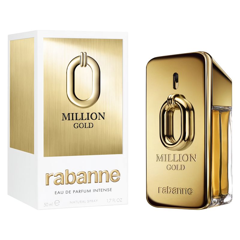 Rabanne Million Gold, Eau de Parfum Intense Uomo, 50 ml Spray, Fragranza maschile audace e sensuale, Profumo legnoso, speziato e ambrato di successo