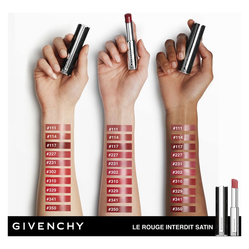 Givenchy Le Rouge Interdit Satin, Rossetto Idratante Donna, 3.4 g, Colore 329 Rouge Enflammé, Lunga Tenuta, Finish Satinato e Luminoso Givenchy Le Rouge Interdit Satin, Rossetto Idratante Donna, 3.4 g, Colore 329 Rouge Enflammé, Lunga Tenuta, Finish Satinato e Luminoso