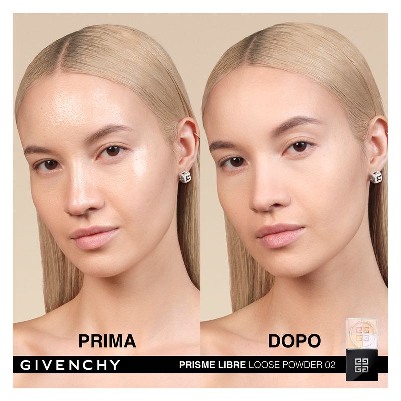 Givenchy Prisme Libre 4-Color Loose Powder, Cipria Viso Opacizzante e Illuminante, Donna, 10 g, Colore 02 Satin Blanc, Fissante Lunga Tenuta
