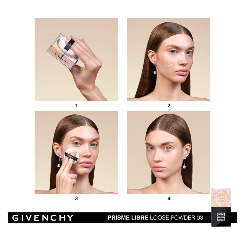 Givenchy Prisme Libre 4-Color Loose Powder, Cipria Viso Opacizzante e Illuminante, Donna, 10 g, Colore 02 Satin Blanc, Fissante Lunga Tenuta