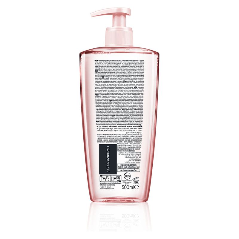 KÉRASTASE Genesis Bain Hydra-Fortifiant, Shampoo Anticaduta per Capelli Fini e Grassi, 500 ml, Trattamento Rinforzante e Stimolante della Crescita