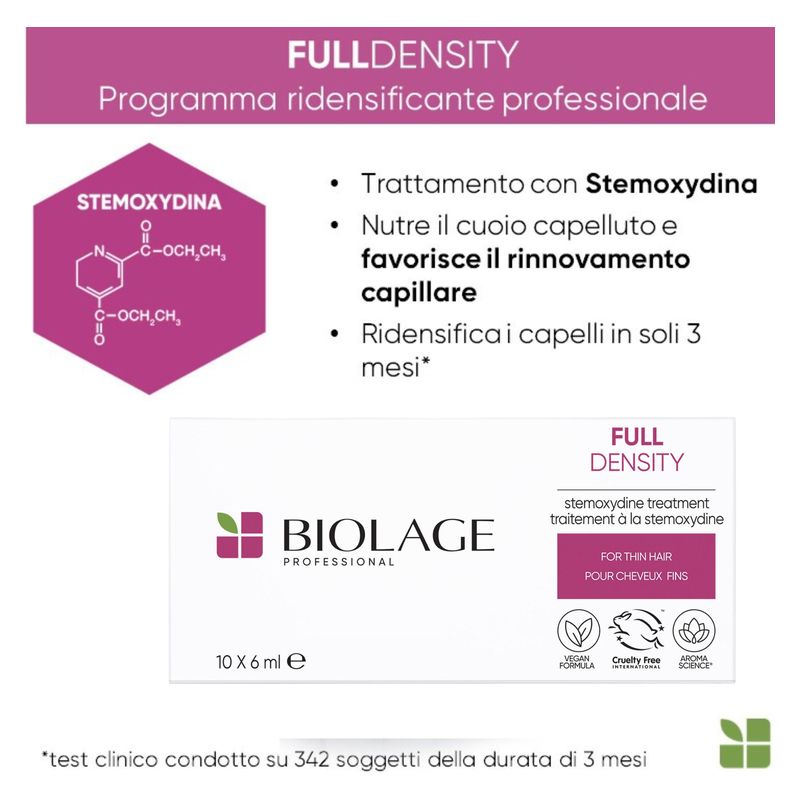 BIOLAGE Fulldensity, Trattamento Intensivo Ridensificante Anticaduta, 10 Fiale da 6 ml, Con Stemoxydina per Capelli Fini, Programma densificante BIOLAGE Fulldensity, Trattamento Intensivo Ridensificante Anticaduta, 10 Fiale da 6 ml, Con Stemoxydina per Capelli Fini, Programma densificante