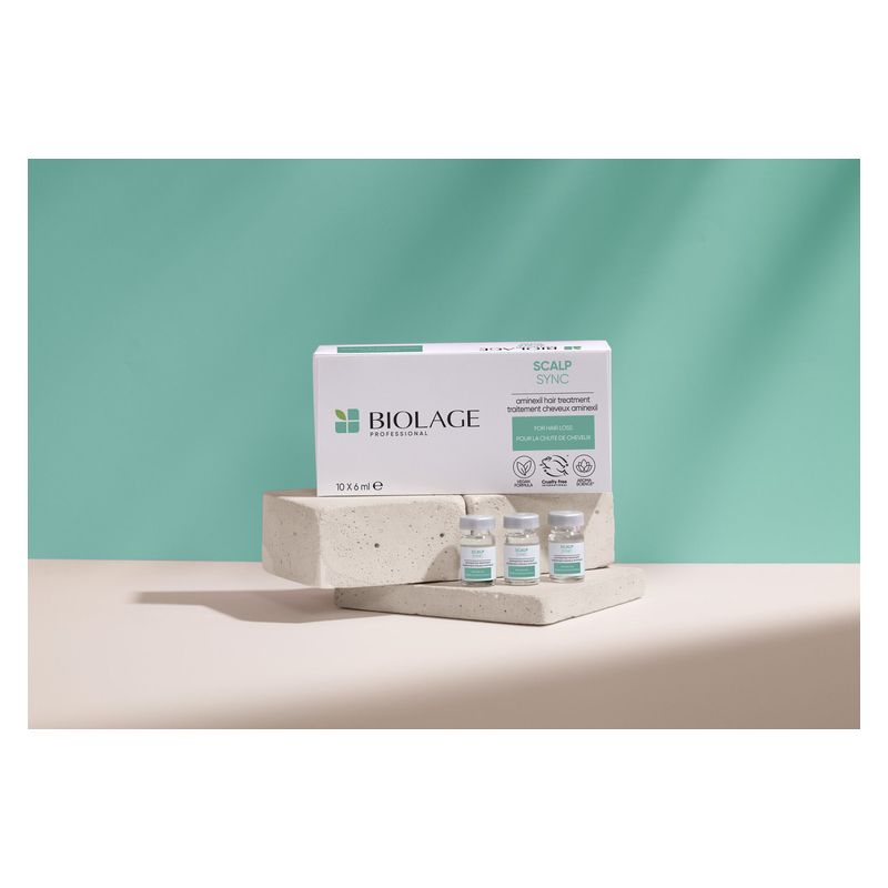 BIOLAGE Scalpsync, Trattamento Anticaduta Professionale in Fiale con Aminexil, 10 Fiale da 6 ml, per Uomo e Donna, contro la caduta temporanea