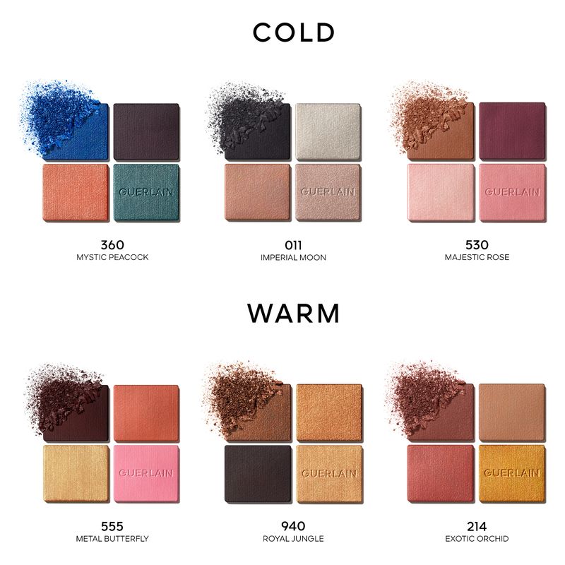 Guerlain Ombres G Palette Ombretti 4 Colori, 940 Royal Jungle, Lunga Tenuta e Multi-Finish, Texture Vellutata con Olio di Rosa, Make-Up Occhi Lusso