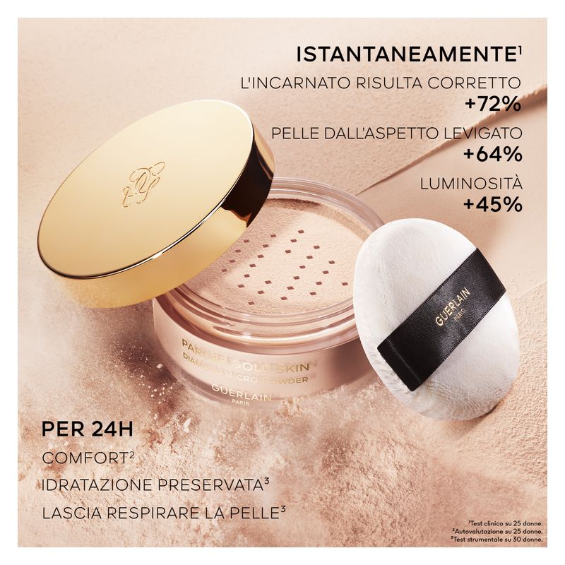 Guerlain Parure Gold Skin Diamond Micro-Powder, Cipria Donna 35 g, 02 Light, Polvere Libera Fissante e Illuminante per un incarnato perfetto e radioso Guerlain Parure Gold Skin Diamond Micro-Powder, Cipria Donna 35 g, 02 Light, Polvere Libera Fissante e Illuminante per un incarnato perfetto e radioso