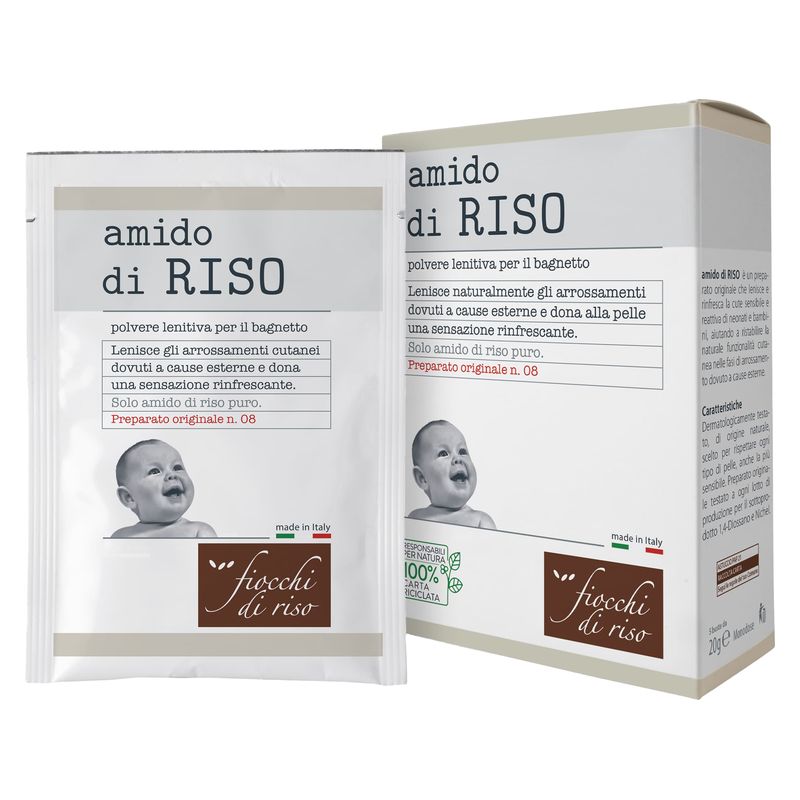 Fiocchi di Riso - AMIDO DI RISO POLVERE LENITIVA PER BAGNETTO Fiocchi di Riso - AMIDO DI RISO POLVERE LENITIVA PER BAGNETTO
