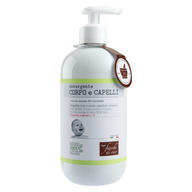 Image of Fiocchi di Riso Detergente Corpo E Capelli Con Estratti Di Riso, Malva Biologico E Talco Non Talco cod091