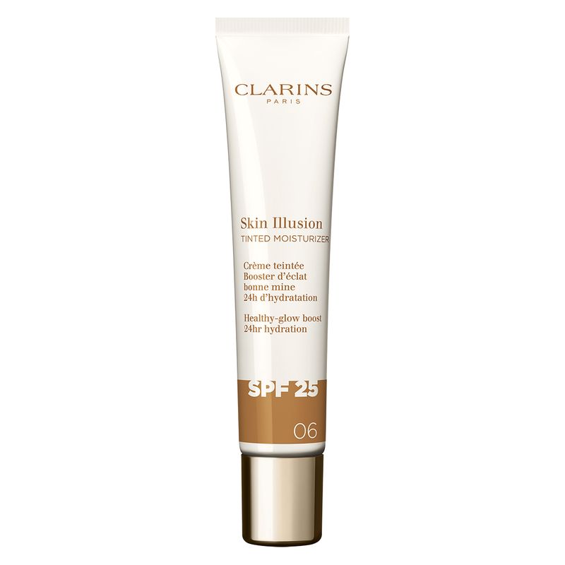 Clarins Skin Illusion Tinted Moisturizer, Crema Colorata Idratante Donna, 40 ml, SPF 25, Colore 06, Effetto Pelle Nuda e Finish Luminoso Clarins Skin Illusion Tinted Moisturizer, Crema Colorata Idratante Donna, 40 ml, SPF 25, Colore 06, Effetto Pelle Nuda e Finish Luminoso