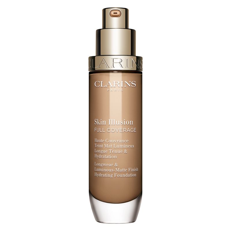 Clarins Skin Illusion Full Coverage, Fondotinta Fluido Donna 30 ml, Tonalità 110N, Alta Coprenza e Lunga Tenuta, Finish Mat Luminoso e Idratante