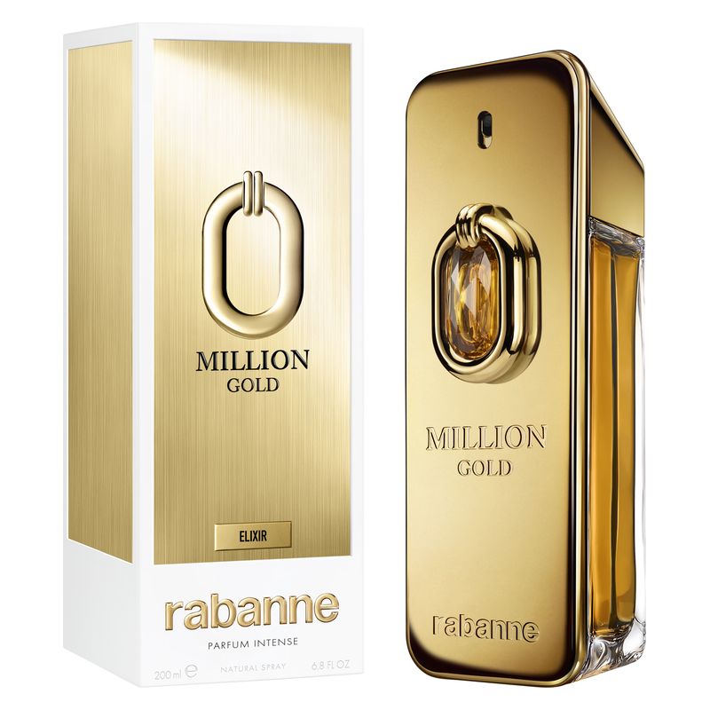 Rabanne Million Gold Elixir, Parfum Intense Uomo, 200 ml Spray, Fragranza ambrata, legnosa e vanigliata, Profumo maschile di lusso e lunga durata