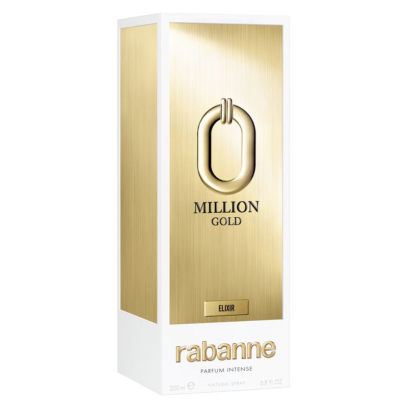 Rabanne Million Gold Elixir, Parfum Intense Uomo, 200 ml Spray, Fragranza ambrata, legnosa e vanigliata, Profumo maschile di lusso e lunga durata