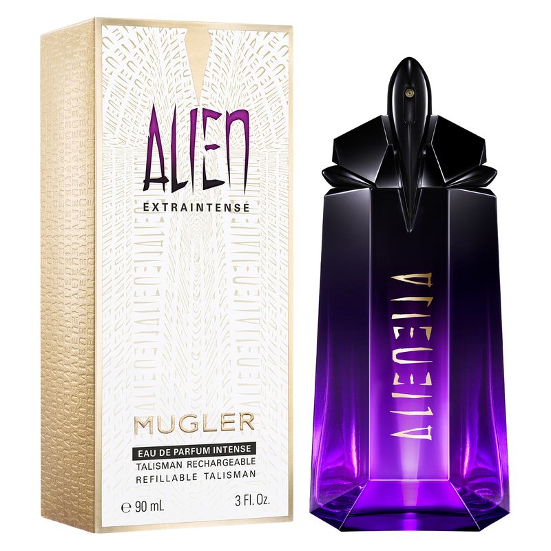 Mugler Alien Extraintense, Eau de Parfum Intense Donna, 90 ml Spray Ricaricabile, Profumo Ambrato Floreale con Vaniglia, Gelsomino e Cashmeran