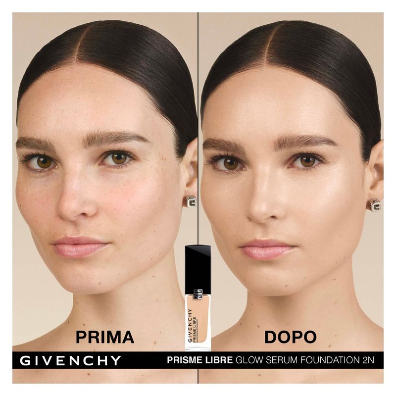 Givenchy Prisme Libre Glow Serum Foundation, Fondotinta Siero Idratante Donna, 30 ml, Colore 2N, Effetto Luminoso, Lunga Tenuta e Copertura Media