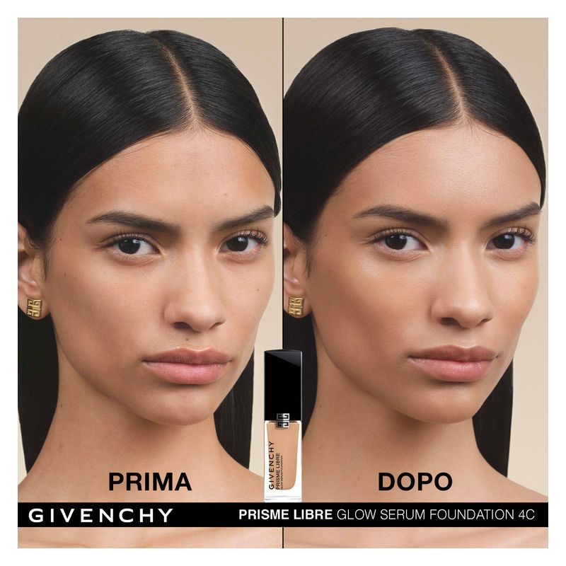Givenchy Prisme Libre Glow Serum Foundation, Fondotinta Siero Donna, 30 ml, Colore 4C Sottotono Freddo, Effetto Luminoso e Idratante a Lunga Tenuta