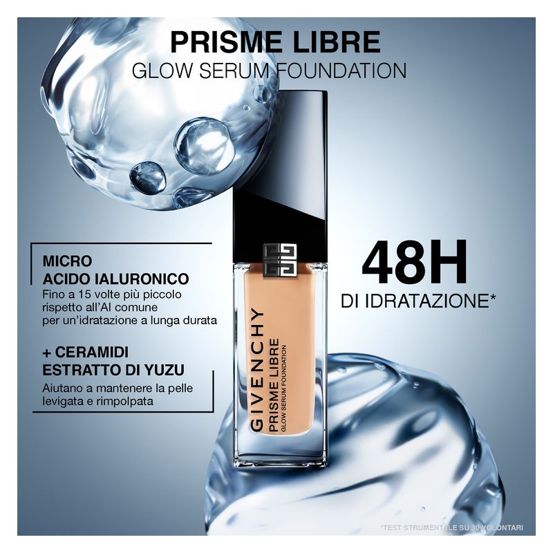 Givenchy Prisme Libre Glow Serum Foundation, Fondotinta Siero Donna 30 ml, Colore 4.8N, Finish Luminoso, Idratante e a Lunga Tenuta, Effetto Blur