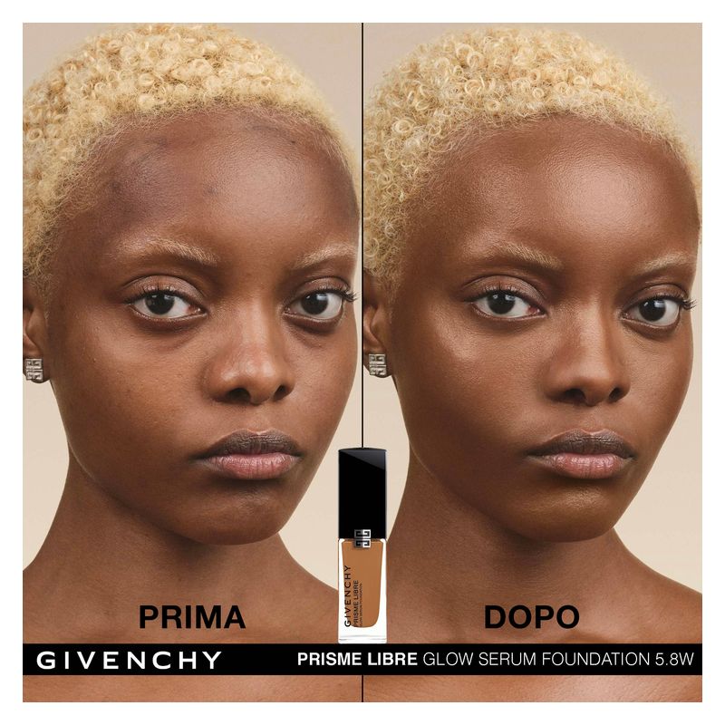 Givenchy Prisme Libre Glow Serum Foundation, Fondotinta Siero Idratante Effetto Luminoso, Donna, 30 ml, Colore 5.8W, Copertura media e modulabile
