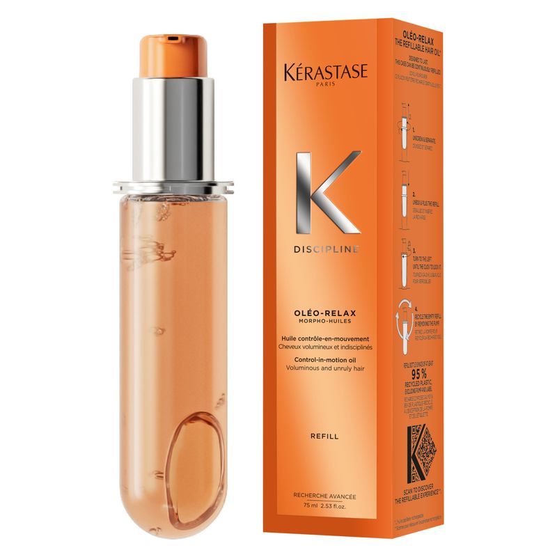 Kérastase Discipline Oléo-Relax, Olio per Capelli Anti-Crespo, Ricarica 75 ml, Trattamento Lisciante Termoprotettore per Capelli Indisciplinati Kérastase Discipline Oléo-Relax, Olio per Capelli Anti-Crespo, Ricarica 75 ml, Trattamento Lisciante Termoprotettore per Capelli Indisciplinati