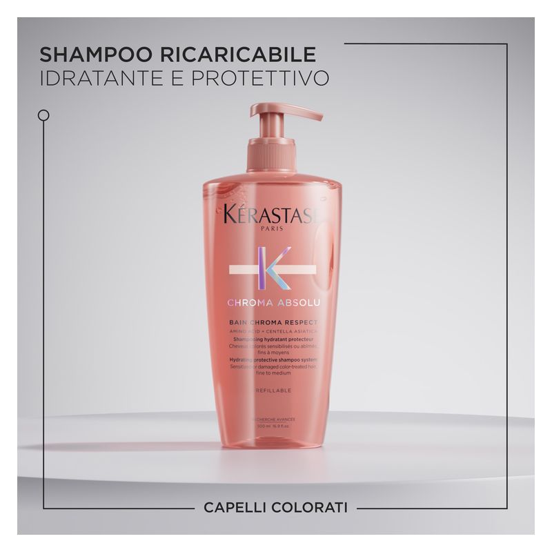 KÉRASTASE Chroma Absolue Bain Chroma Respect, Shampoo Protettivo Idratante, per Capelli Colorati Fini e Medi, 500 ml, Senza Solfati e Siliconi KÉRASTASE Chroma Absolue Bain Chroma Respect, Shampoo Protettivo Idratante, per Capelli Colorati Fini e Medi, 500 ml, Senza Solfati e Siliconi